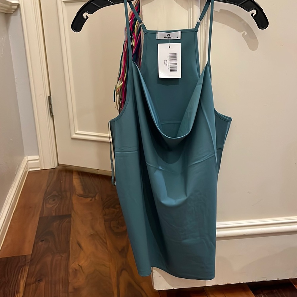 Habit brand cowl neck blue tank top.